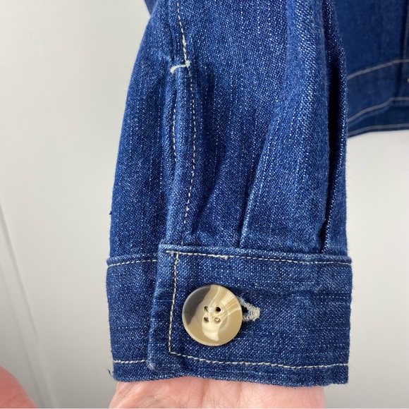 Coldwater Creek size Small Women’s Blue Denim American Flag Tapestry Jacket - Picture 4 of 6